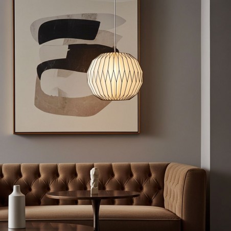 EX-DISPLAY Pinstripe Round Paper Lampshade