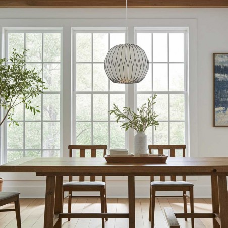 EX-DISPLAY Pinstripe Round Paper Lampshade